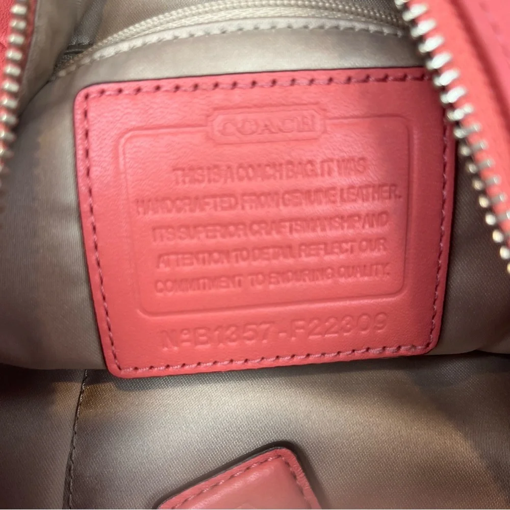 Coach Kristin F22309 Coral Pink Large Smooth Soft Leather Hobo Shoulder Bag - Picture 12 of 12